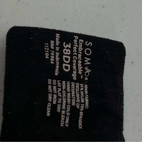 Soma Embraceable Perfect Coverage Classic Everyday Comfort Bra Black Size 38DD - Picture 9 of 9